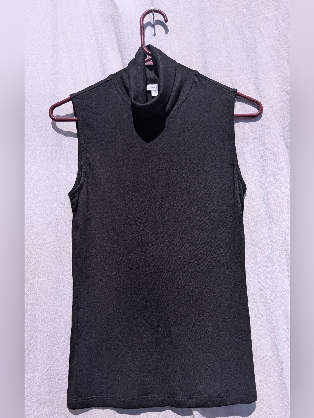 CUYANA Black Sleeveless Turtleneck Tank Top Mock Neck Minimalist Size S